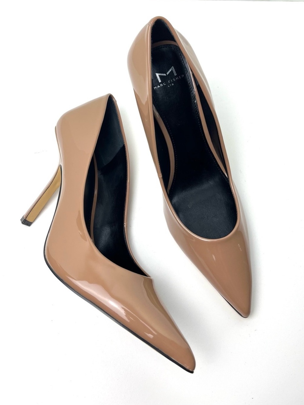 Marc Fisher LTD Everly Pointed Toe Nude Ultra High Heel Faux Patent Leather Pump